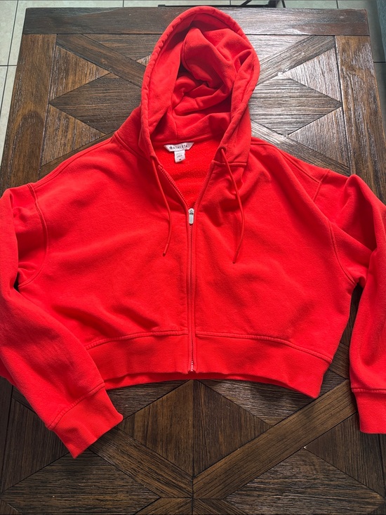 Athleta Tops - Athleta Fiery Red Cropped Oversized Full Zip Hoodie Size M